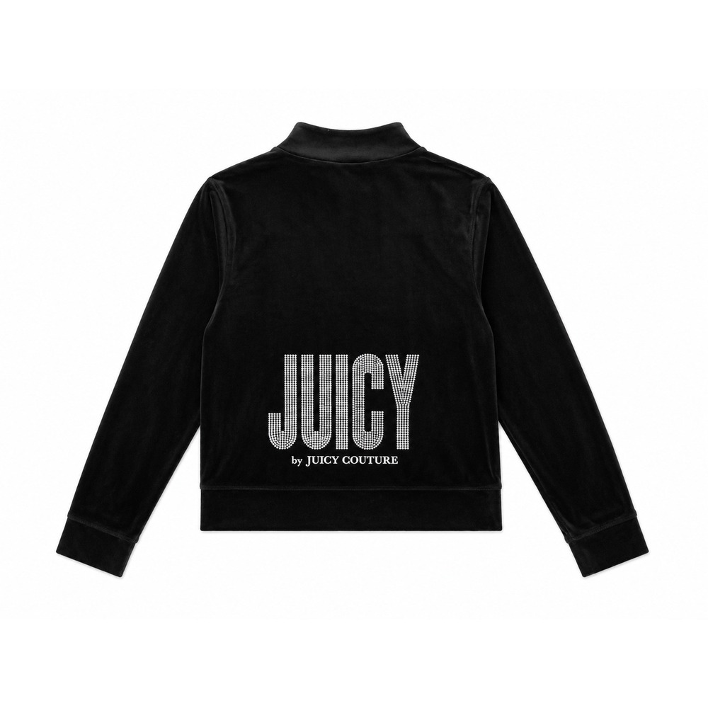 Juicy by‎ Juicy Couture Black Velour Zip Track Jacket Women's XXL Y2K - Picture 3 of 5